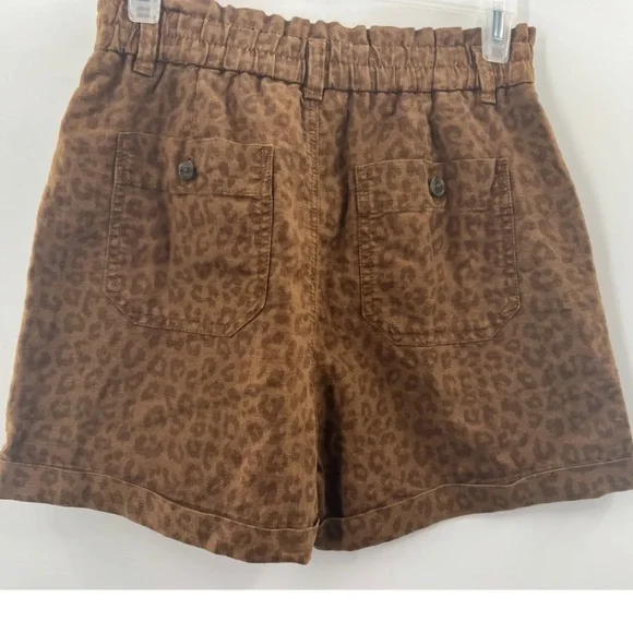 GAP Women’s Button Fly Leopard Print High Rise Linen Blend Shorts